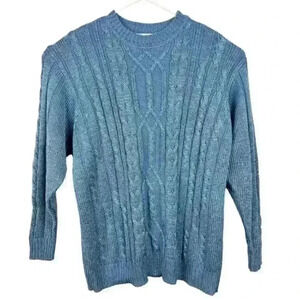 ALEXA GRACE Vintage Cable Knit Soft Sweater Blue Large ?‎ Excellent!